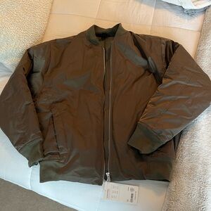 Athleta Green Bomber Jacket with Ribbed Cuffs